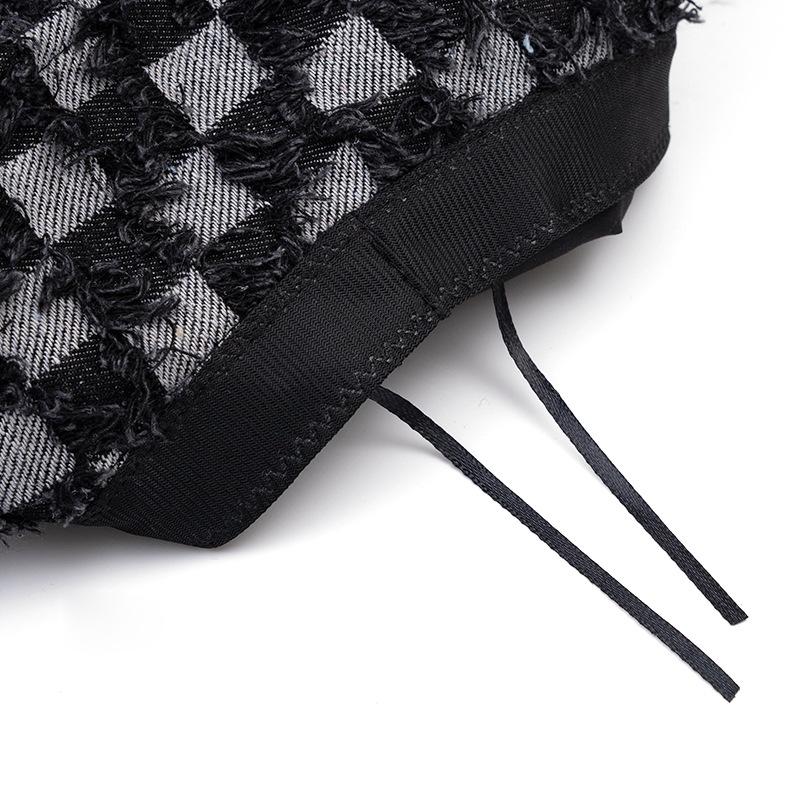 Checkerboard Fisherman Hat Women's Autumn Winter Foldable Denim Basin Hat Plaid Bucket Hat