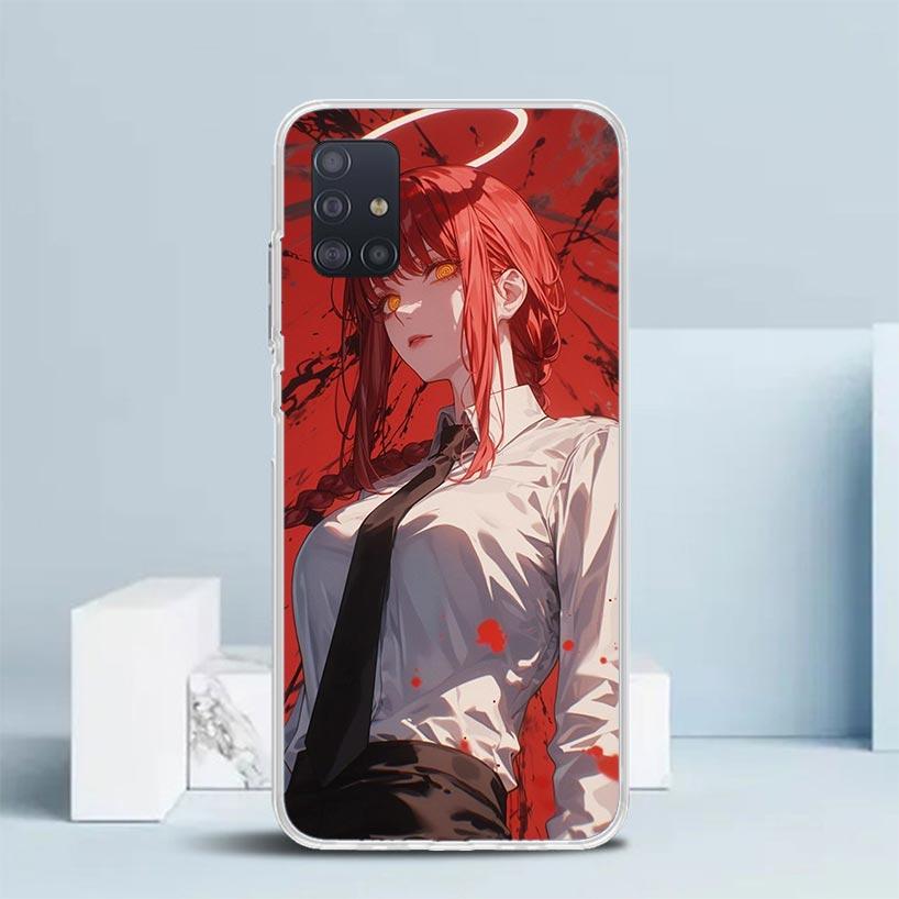 C-Chainsaw Mans Makima Soft Cover for Samsung Galaxy A12 A22 A32 A52 A72 A02S Phone Case Note 20 Ultra 10 S10 Plus A51 A71 A50S