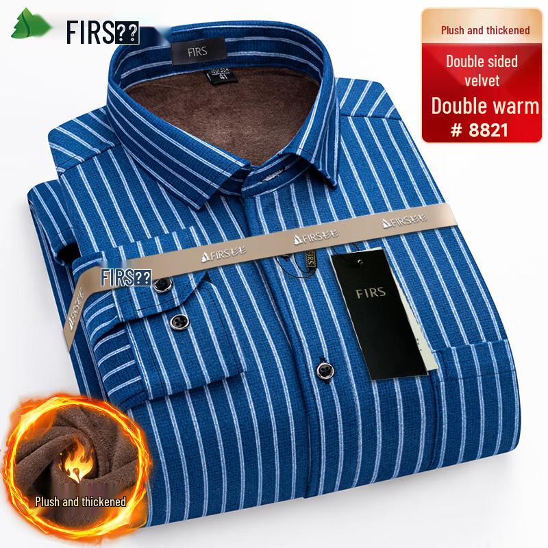 Мужская зимняя клетчатая теплая рубашка Shanshan с флисовой подкладкой 43