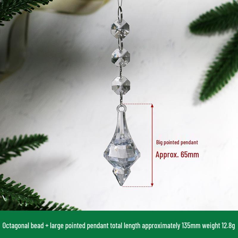 Transparent Acrylic Snowflake Ornament Set with Crystal Bead Strings for Christmas Tree Decoration