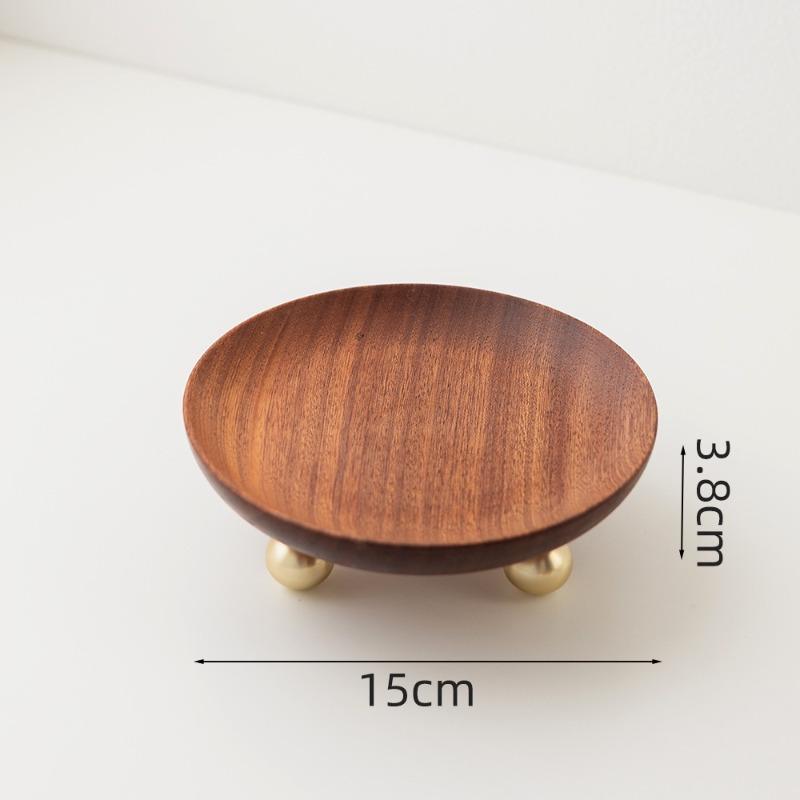 

Round Brass Wooden Tray Jewelry Tray Storage Trays Organizer Key Plate Storage Rack Storage Box Serving Trays Decorative Plate