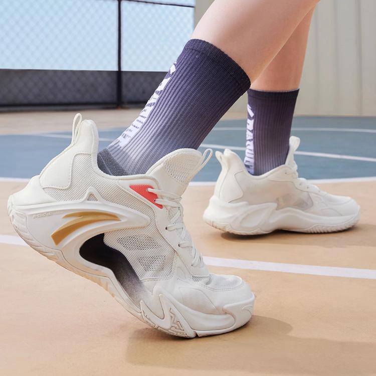 Anta Youth  Kids Air Space Comfortable Simple Shock Absorbing Durable Low Top Basketball Shoes Kids basketball shoes White A312421105-5