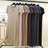 Women's Modal Short-Sleeve Long Summer Dress - Loose, Casual Plus Size Home & Outdoor Wear