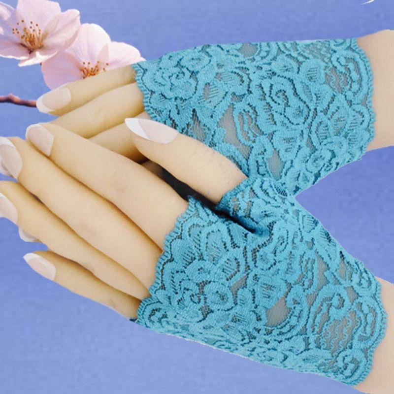 

Солнцезащитные перчатки женские кружевные без пальцев летние короткие с защитой от УФ-лучей эластичные матросские для танцев вождения с сенсорным экраном для верховой езды белые Malachite green One size