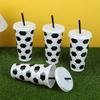 6/12pcs Reusable Plastic Soccer Cups with Lid Straws Kids Football Party Favors Sports Themed Birthday Decoration Supplies Gifts