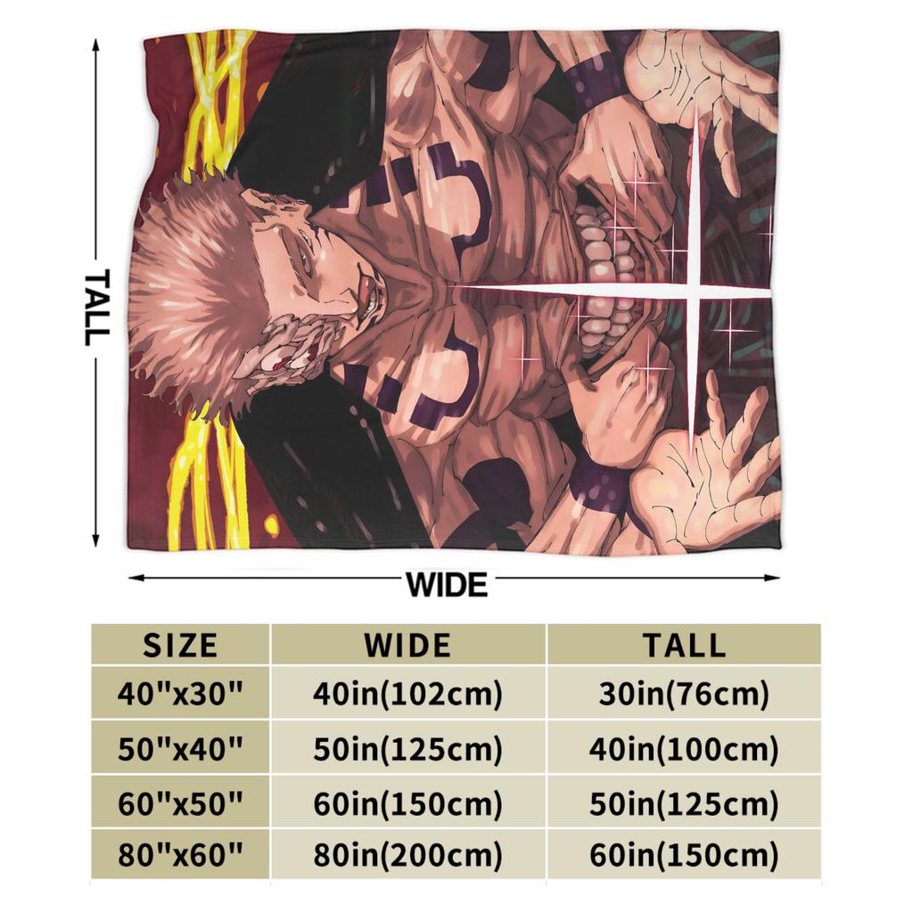 Sukuna Ryomen Jujutsu Kaisen Decken Samt Herbst/Winter Multifunktionale Super Warme Überwurfdecke für Bett Reisen Bettüberwürfe