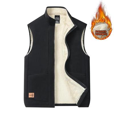 Gilets en Laine d'Agneau Automne et Hiver pour Homme Chaud Rembourré Col Montant Grande Taille Décontracté Polyvalent Tendance Veste Épaules