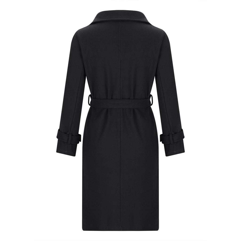 Cintura da Donna, Collo a Revers Doppiopetto, Cappotto di Lana, Cappotto