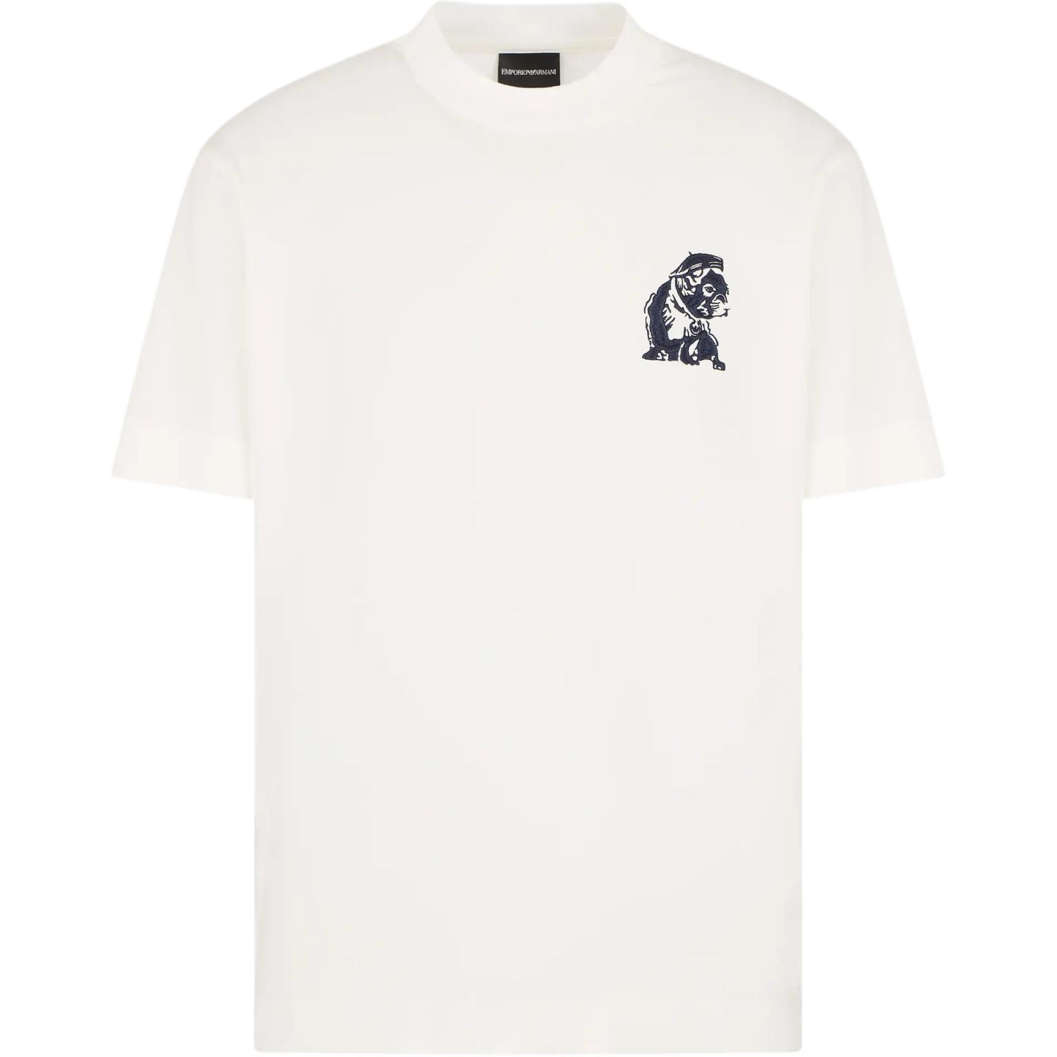 

Emporio Armani Bulldog Embroidered Crew Neck Short Sleeve T-Shirt Men t-shirts Warm-White 6D1TC6-1JOSZ-0101 M