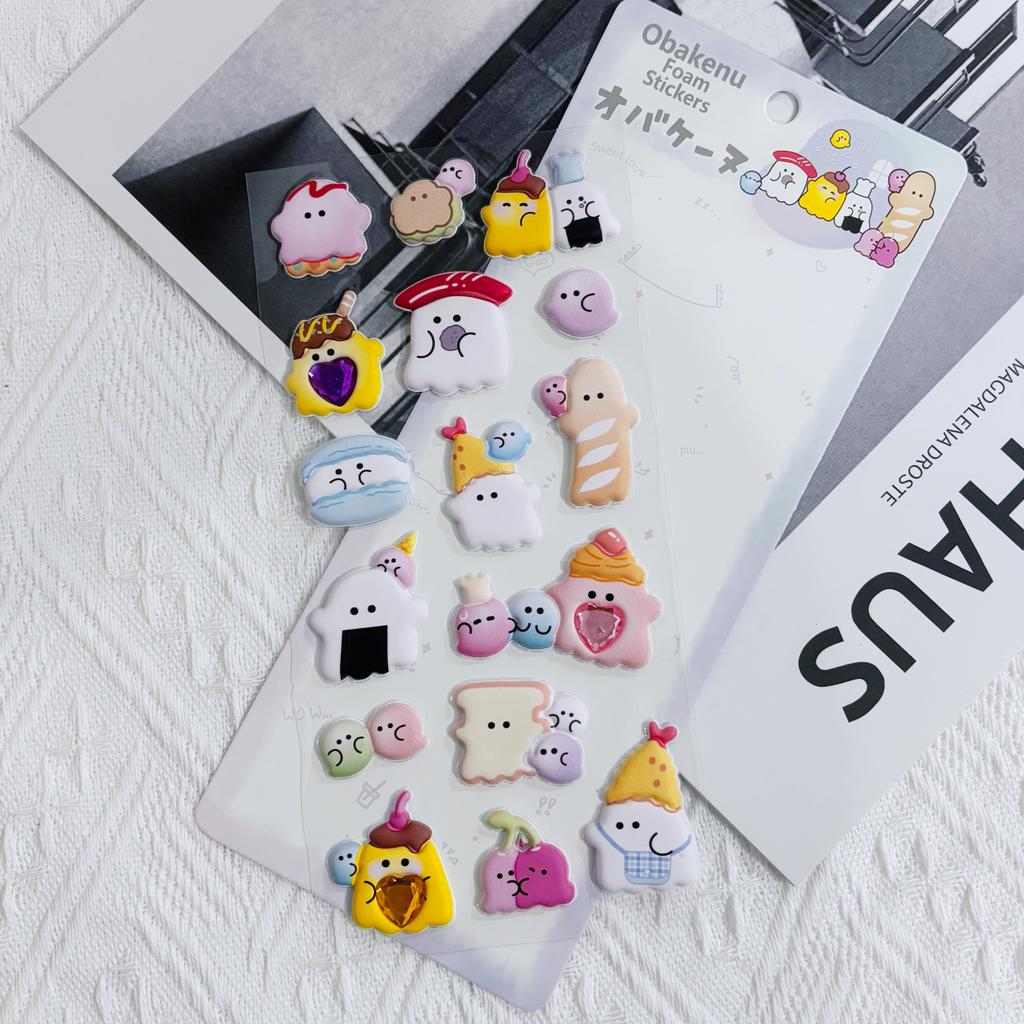 Cartoon Ghost Diamond 3D Puffy Sticker Scrapbooking Diy Journal Stationery Sticker Cute Decor School Supplies Gift