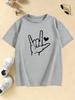 Graphic Hand with Love Printed Design T Shirts Kids Childrens Tshirt Boys Girls Summer Spring Casual Top Tee Shirt