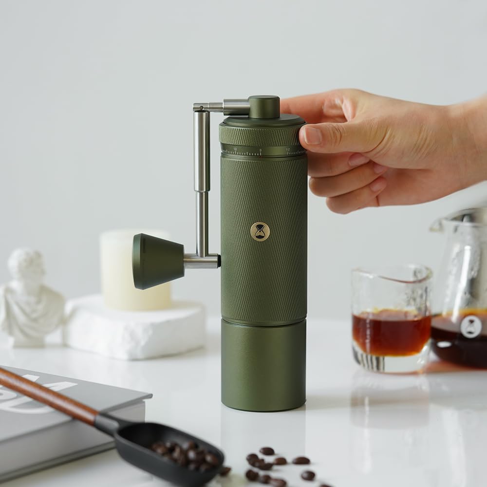 TIMEMORE Kuriko S3 Hand Coffee Grinder, All-Metal, External Adjustment, Hand-Crank Operation, Labor-Saving, One-Year Warranty (S3-Green)