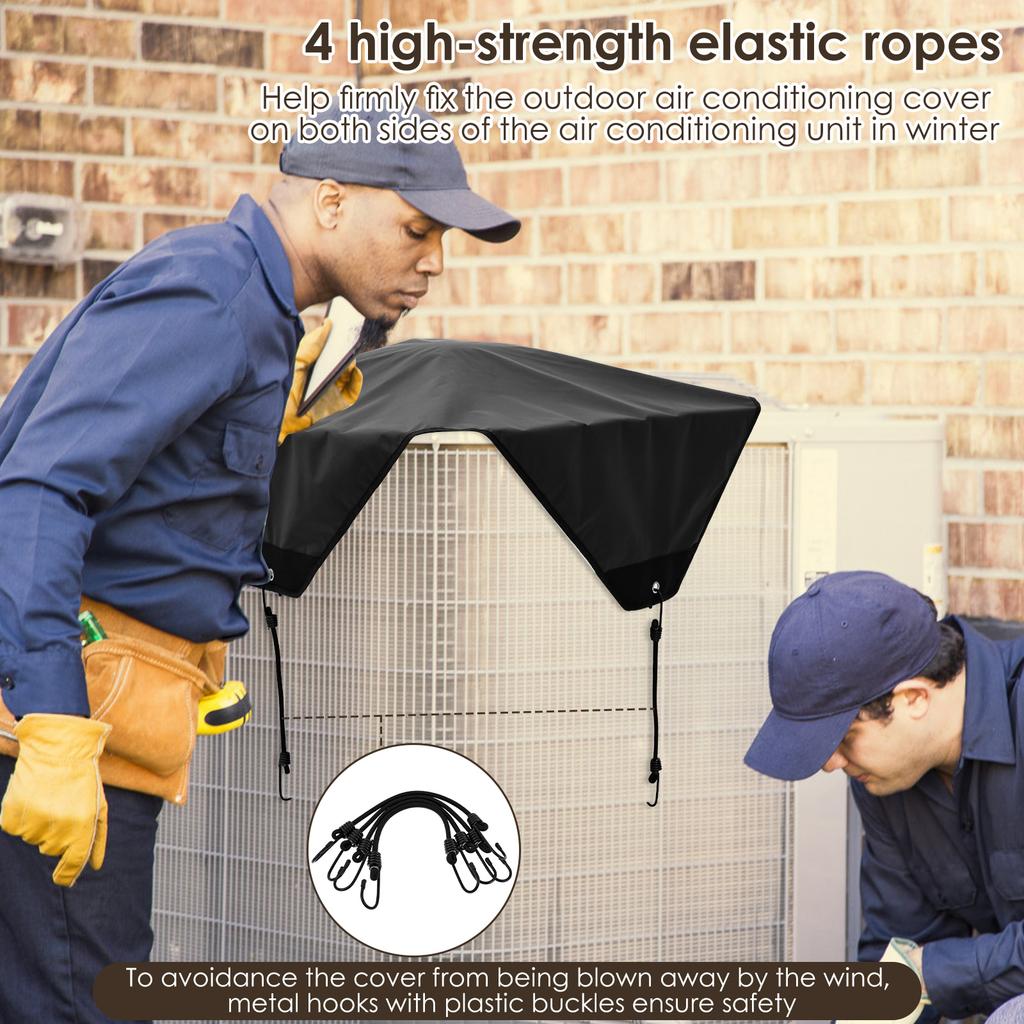 Air Conditioner Cover 210D Oxford Cloth Waterproof AC Cover Universal Air Conditioning Outdoor Unit Protector Black Dust Cover