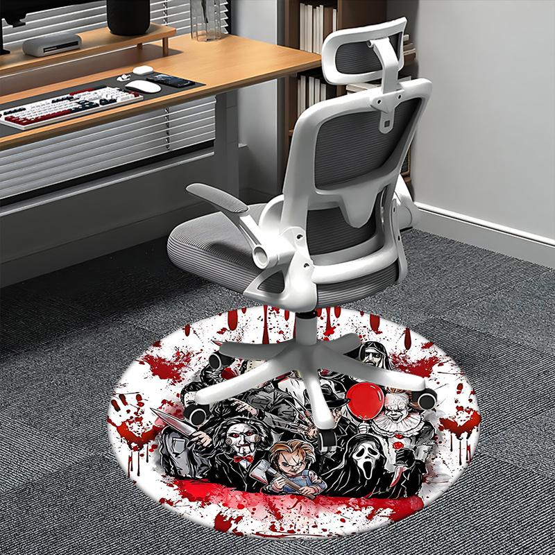 

Horror Movie Characters,Halloween Horror Icons Chair mat Round Rug Office carpet, Machine Washable, Non slip, Suitable for Living Rooms, Bedrooms 80cm