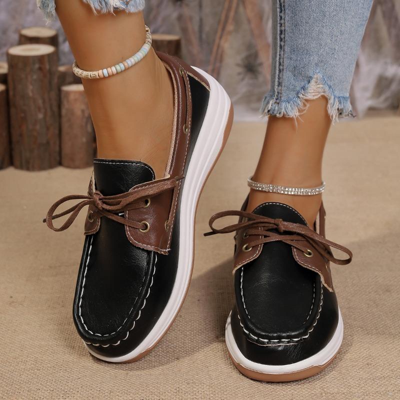 2024 Autumn New Women's Loafers Brand Fashionable Formal Casual High-quality Women's Lace-up Low-cut Flat Shoes
