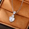 Fashion Silver Color Love Heart Necklace Earrings Cubic Zirconia  Set Elegant  Stamp  Women Wedding  Set