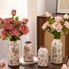 Vaso in Ceramica Floreale Vintage Retro Chinoiserie con Motivo Floreale Rustico Boho Farmhouse Vaso Decorativo per Casa Libreria Tavolo Centrotavola