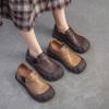Johnature Retro Soft Leather Thick Soled Shoes Buckle Casual And Comfortable Women's Flat Platform Shoes