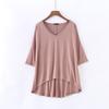 V-Neck Batwing Sleeve Women's Casual Solid T-Shirt - Spring/Summer Korean Plus Size