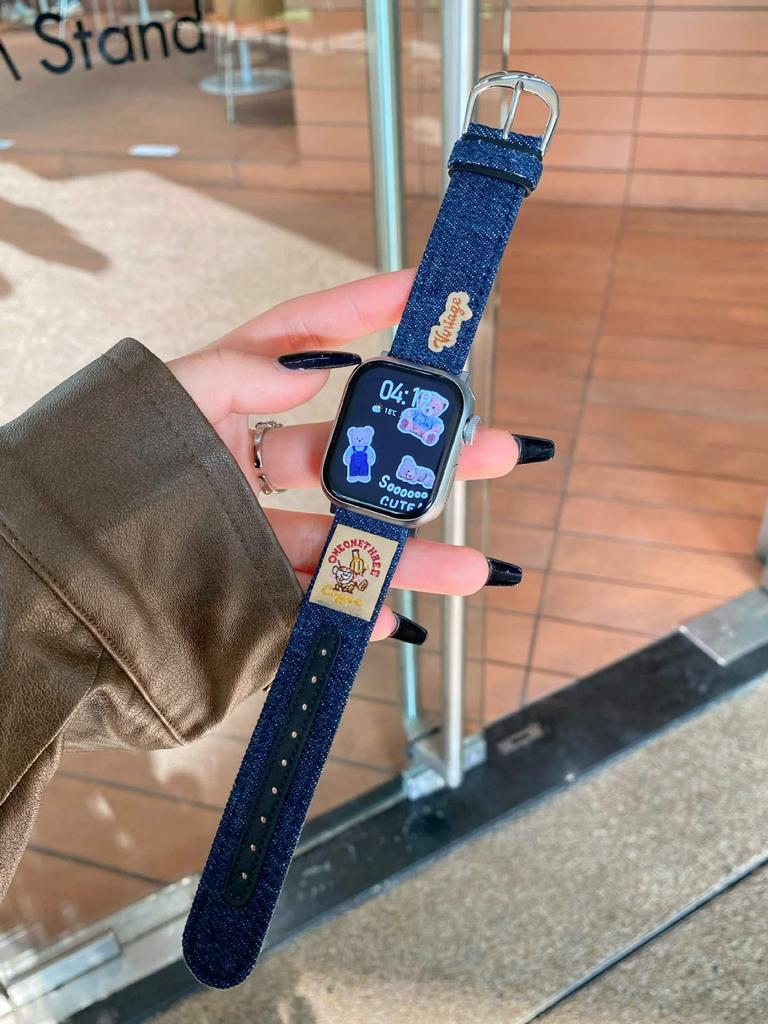 American Denim Leather Strap Is Suitable For Apple Watch Iwatchs 10Th Generation Applewatch98765Se