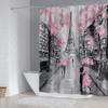 DDS-DUDES Valentines Shower Curtain Set with Paris Eiffel Tower Decor Bathroom Sets with Shower Curtain and Rugs Vintage Landscape Scenery Romantic