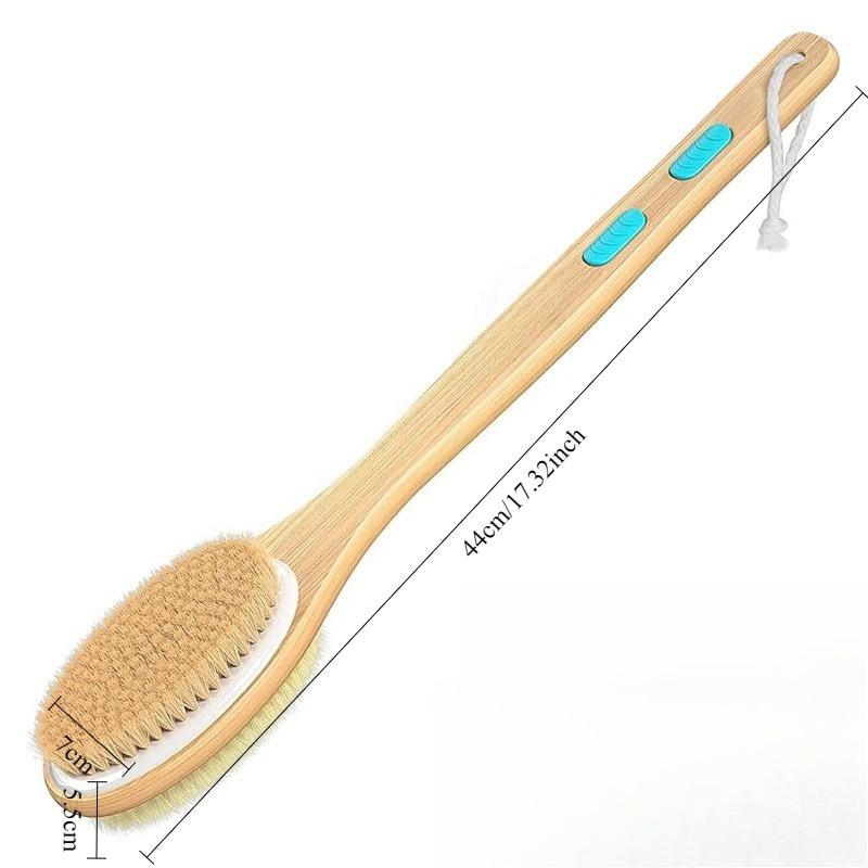 

Wet Dry Double Sided Bath Brush Long Handle Boar Bristle Soft Skin Exfoliating Shower Body Brush Back Scrubber белый