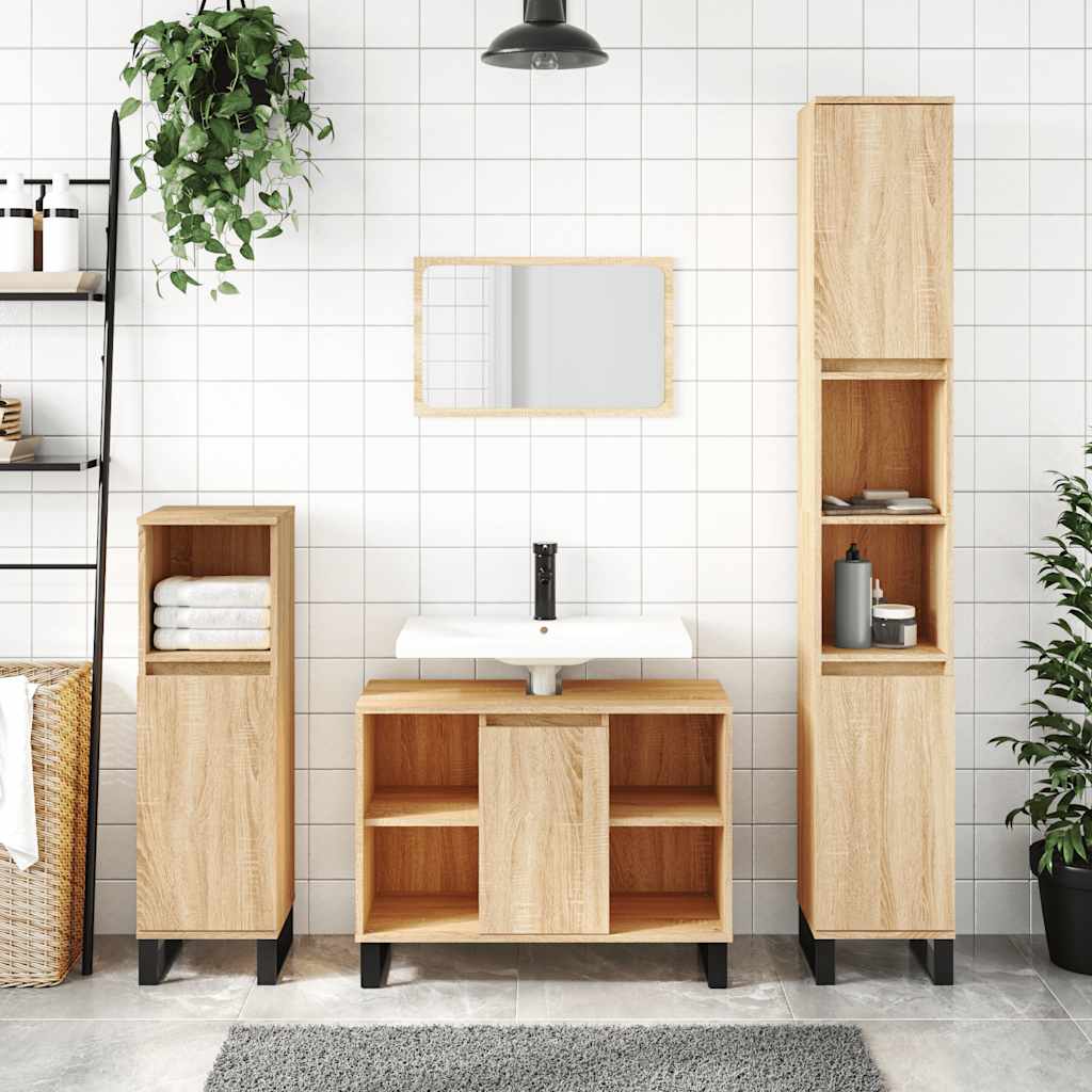 Bathroom Cabinet Sonoma Oak 80 x 33 x 60 cm Particleboard
