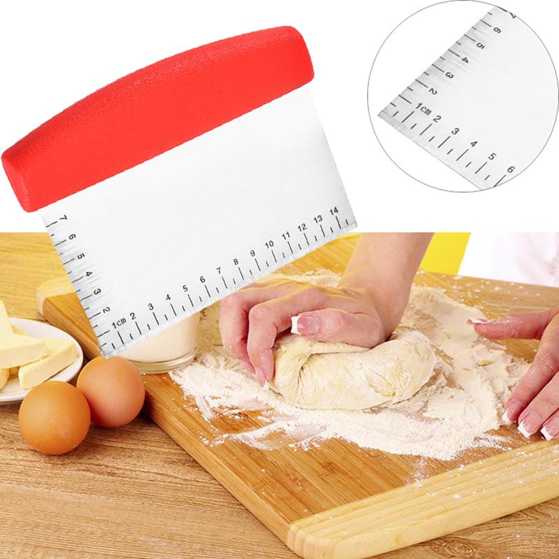 6.5 inch Stainless Steel Flour cutter Pizza Cutter Smoother with Measuring Scale Baking Spatulas kitchen tools accessories