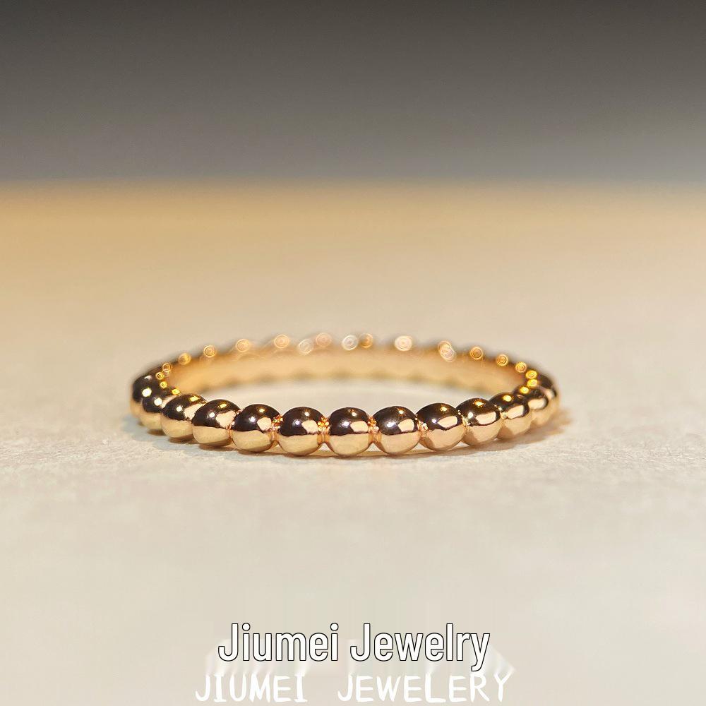 

18K Gold Plated S925 Sterling Silver Beaded Stackable Women s Ring - Champagne Gold & Rose Gold Options Size 8