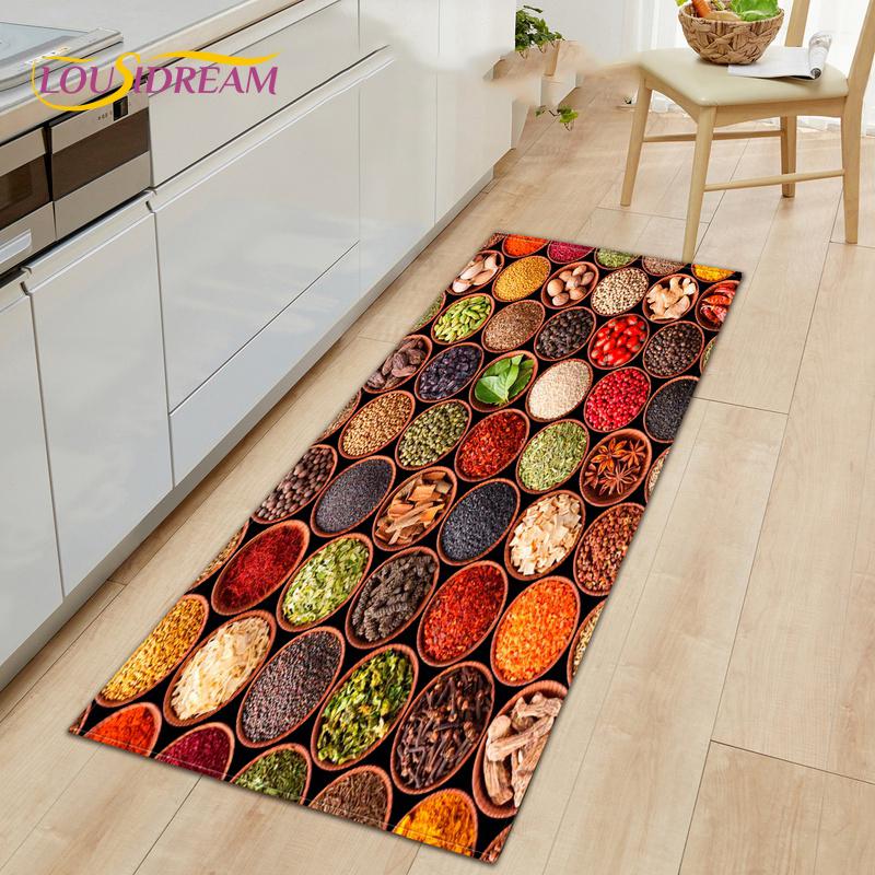 Cucina Spezie Condimento Cucchiaio Motivo Tappeti Tappetini Ingresso Cucina Corridoio Antiscivolo Decorativo Tappetino Pavimento Tappeto Area Regalo