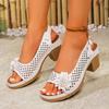 Summer New Arrival Women's High-Heel Sandals Large Size Fish-Mouth Block Heel Strappy Casual High-Heel Sandals