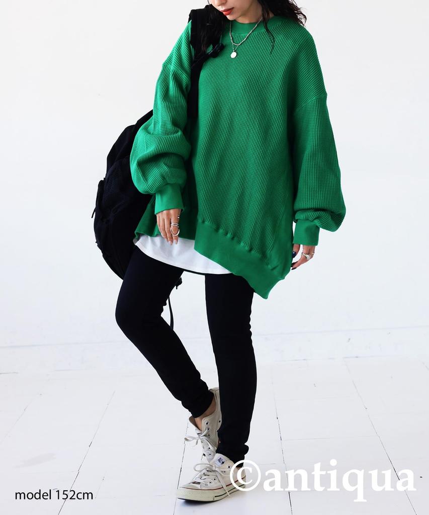 antiqua Side Rib Pullover Long Free Size Green Women's Sweatshirt, Sleeve, NA-00439, 30,
