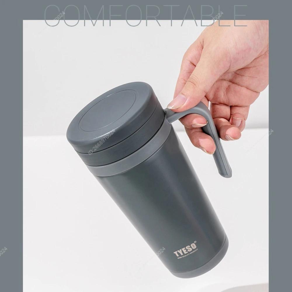Tyeso Nerezový Izolovaný Kancelářský Hrnček s Oddělovačem Čaje Profesionální Obchodní Láhev na Vodu Rukojeť Ideální pro Čaj Kávu