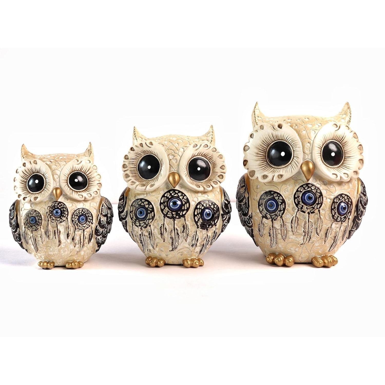 

Owl Statue for Good Luck II Aesthetic Resin Owl Art Figure Showpiece II 3.5 Inch II Feng Shui & Vastu II Evil Eye II Owl Showpiece for Home Decor
