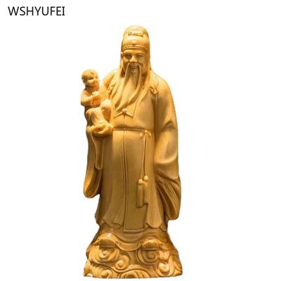 1 Peça Decorações de Escultura em Madeira de Cipreste de Penhasco Artesanato Decoração para Casa Oração por Auspiciosidade Presentes Estatueta Estilo Chinês