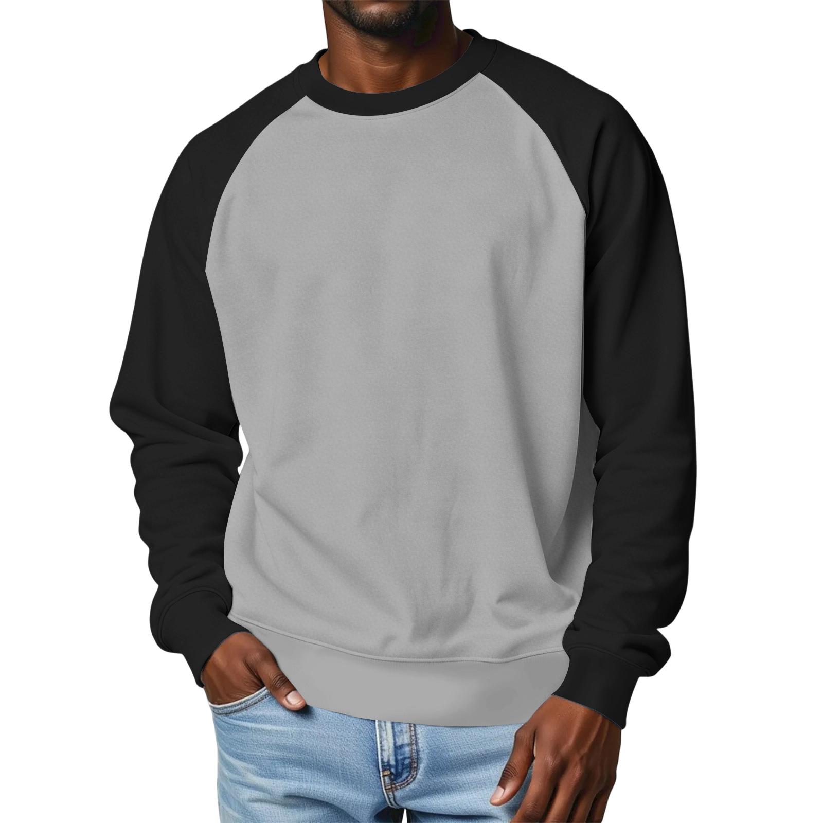 

Men s Round Neck Raglan Sleeve Fleece-Lined Thick Color Sweatshirt L