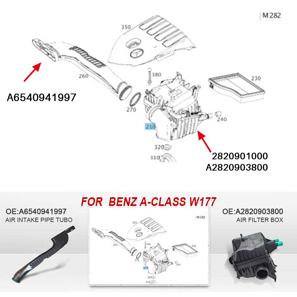A2820903800 For Mercedes Benz A Class W177 AMG Air Filter Box 2820901000 Auto Parts 2018 2019 2020 2021 2022