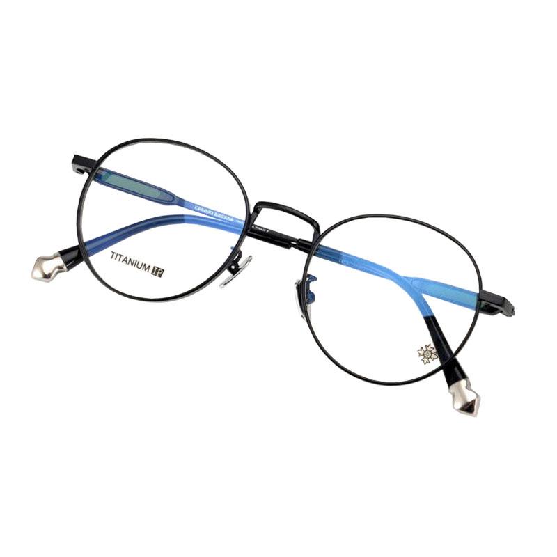 Women s & Men s Retro Round Pure Titanium Glasses Frame with Anti-Blue Light Lens.