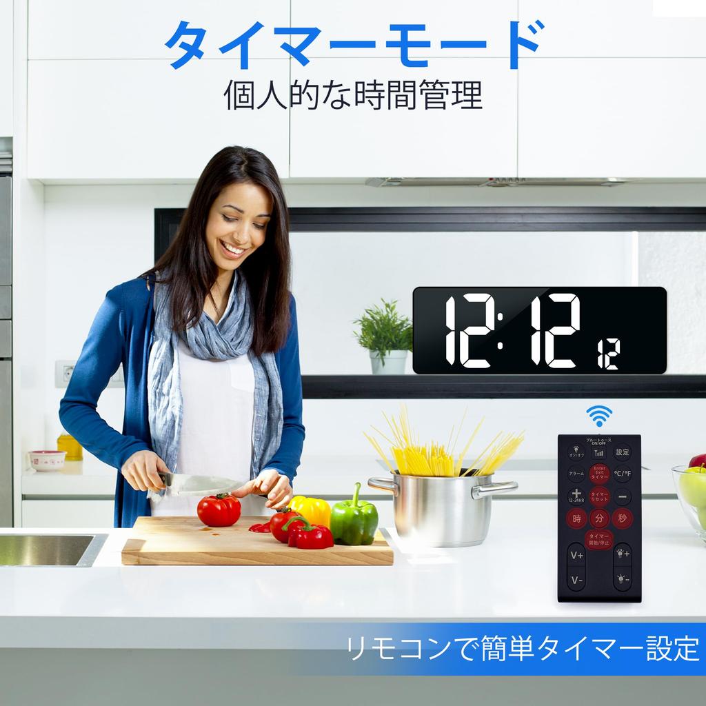 KMMKGG Digital Latest Bluetooth Automatic Correction Wall Inch LED Large For Elderly Temperature Alarm 4 Level Volume Alarm Snooze Can Be Used On