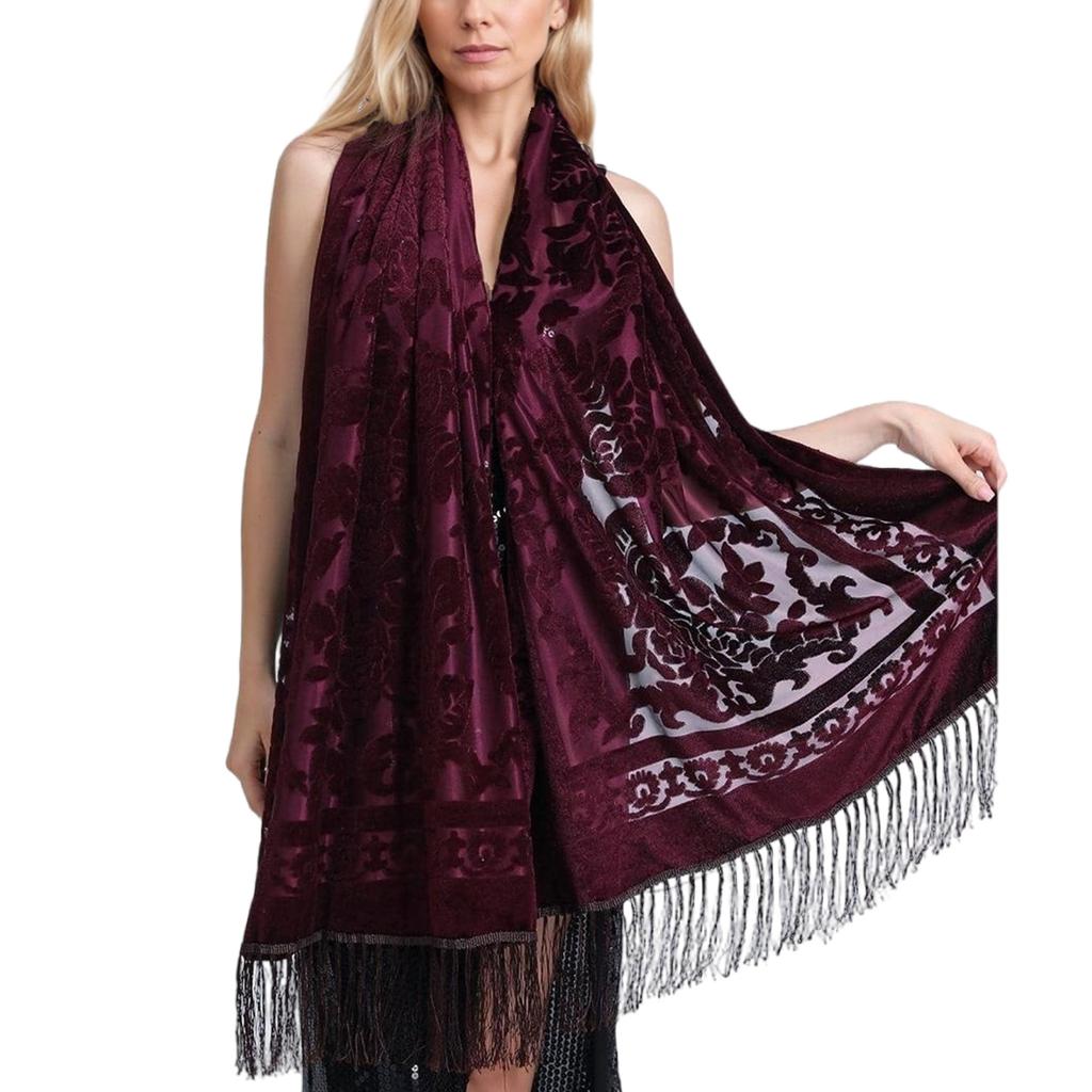 Ethnic Style Shawl Elegant Cheongsam Cape Shawl Versatile Long Tassel Scarf Warm Air Conditioning Room Shoulder Wrap