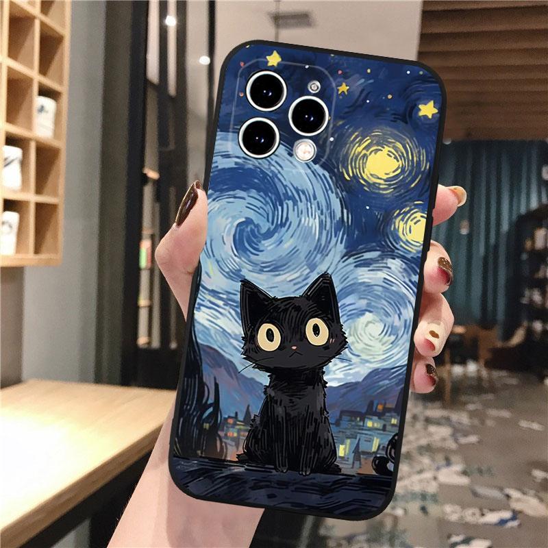 

Чехол для телефона с черным котом для iphone 15 14 Pro Max 13 12 11 Pro Max XSMax XR 12 13 mini 14 Plus iphone 13