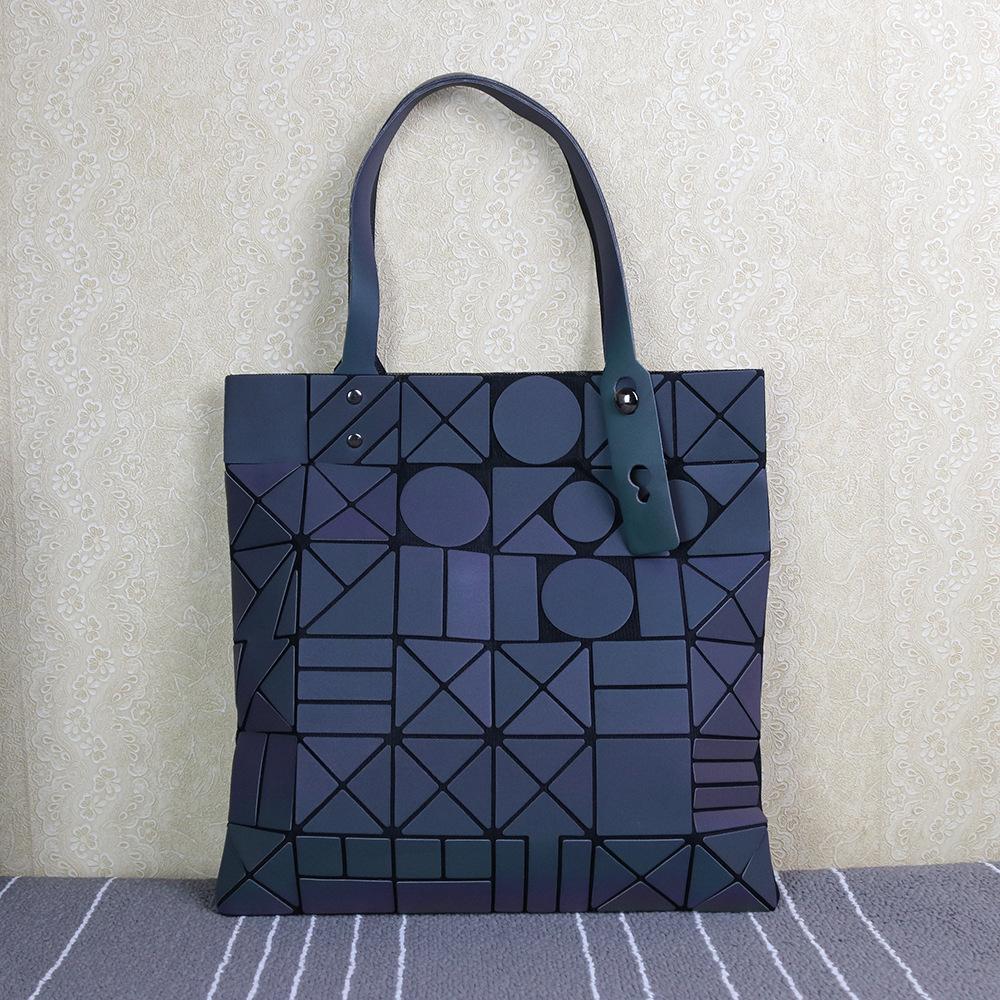 Shopping Bag Geometric Rhombus Folding Color-changing Luminous Handbag Women's Japanese Rhombus Fashion Shoulder Arm Bag