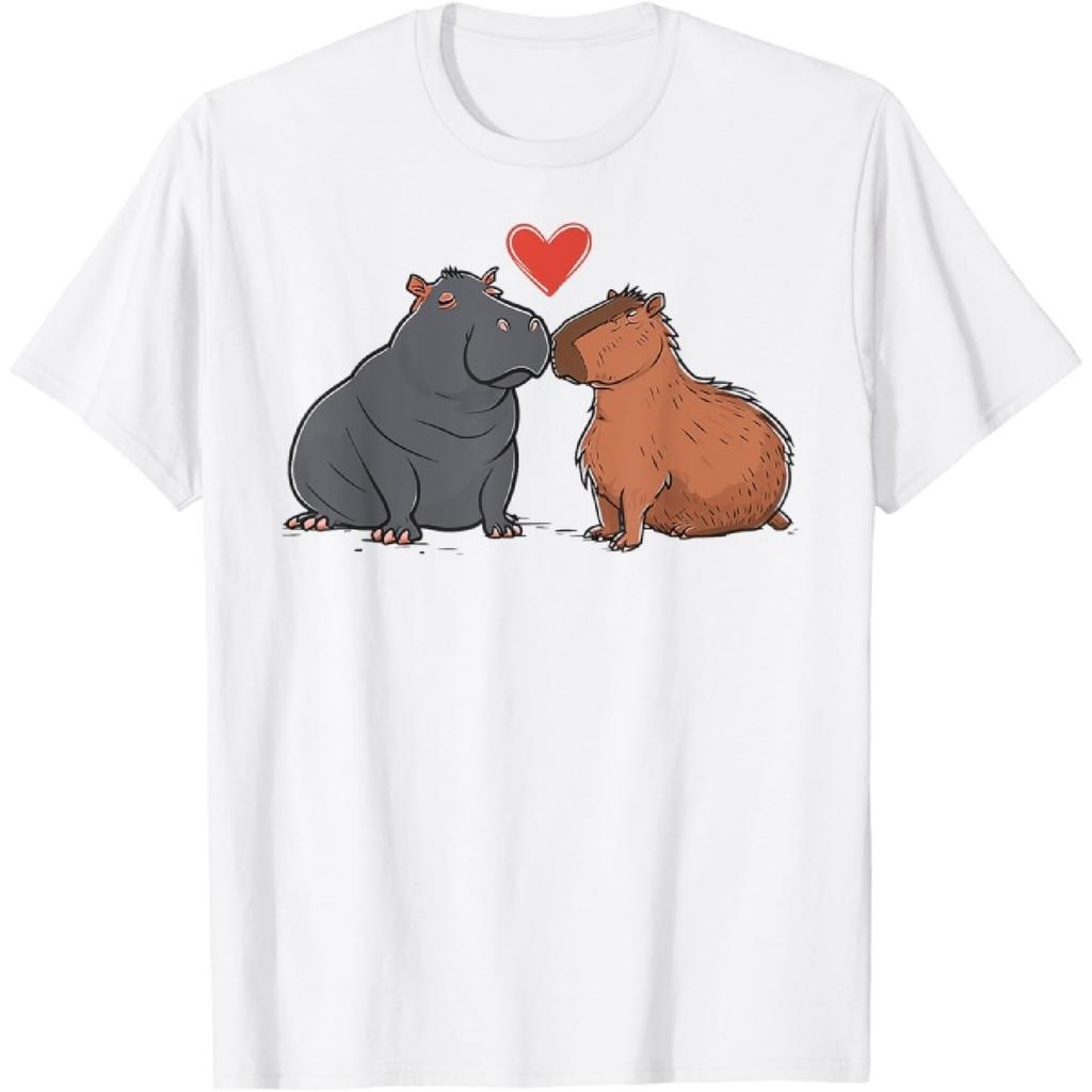T-shirt Capybara et Hippopotame Avec Amour