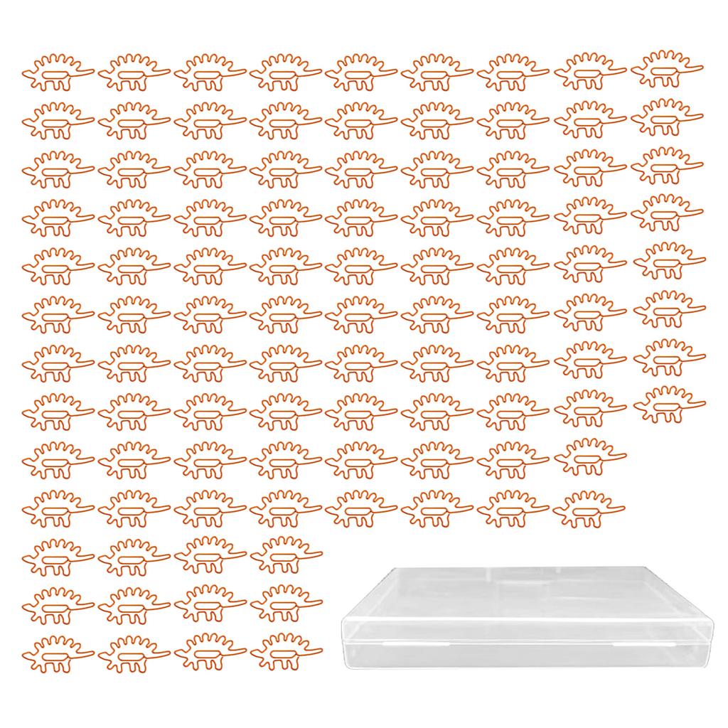 100pcs Paper Clips Portable Mini Cute Dinosaur Shape Electroplated Metal Paperclips for Office File 