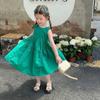Girl's Sleeveless Solid Color Dress Cute Princess Dress
