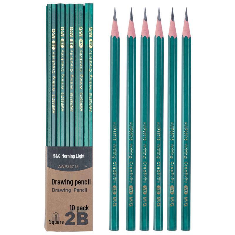 MG Classic Green Hexagonal Wooden Pencil, 2B HB for Exams and School (AWP35715).