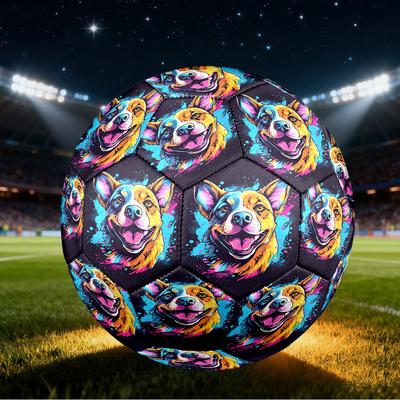 1pc Colorful Dog Art Size 5 Soccer Ball Professional Match Training Football Indoor &Outdoor Sports Ball Lightweight Durable C6583