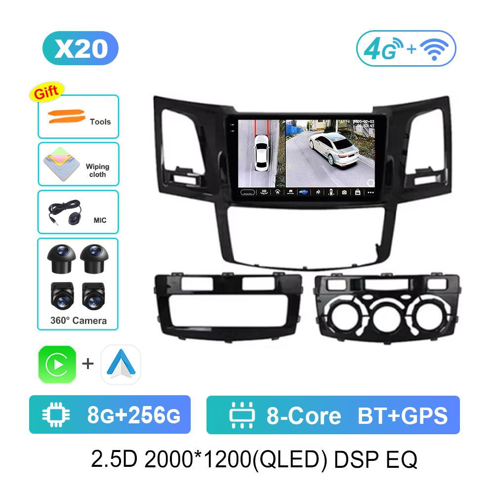 Bluetooth WiFi GPS Navigation Android 14 for Toyota Fortuner HILUX Revo Vigo 2007 - 2015 HD Screen Car Radio Multimedia Player