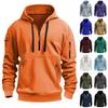 Herrfärgad hoodie med halv dragkedja Herr Sport Stor Storlek Casual Tröja