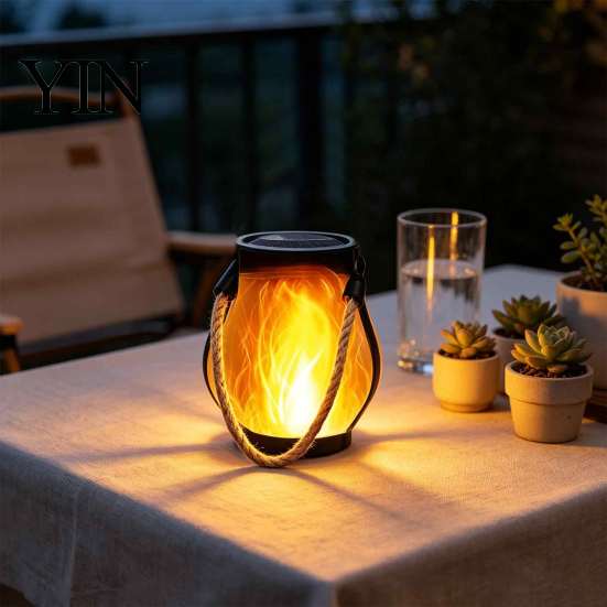 Decorative Tree Hanging Lights Flickering Flame Garden Lamp, Solar Yard Light, Outdoor Waterproof Lanterns Lantern with Auto On/Off Function for Patio